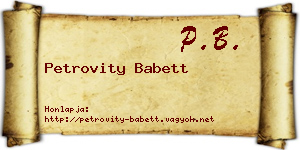 Petrovity Babett névjegykártya